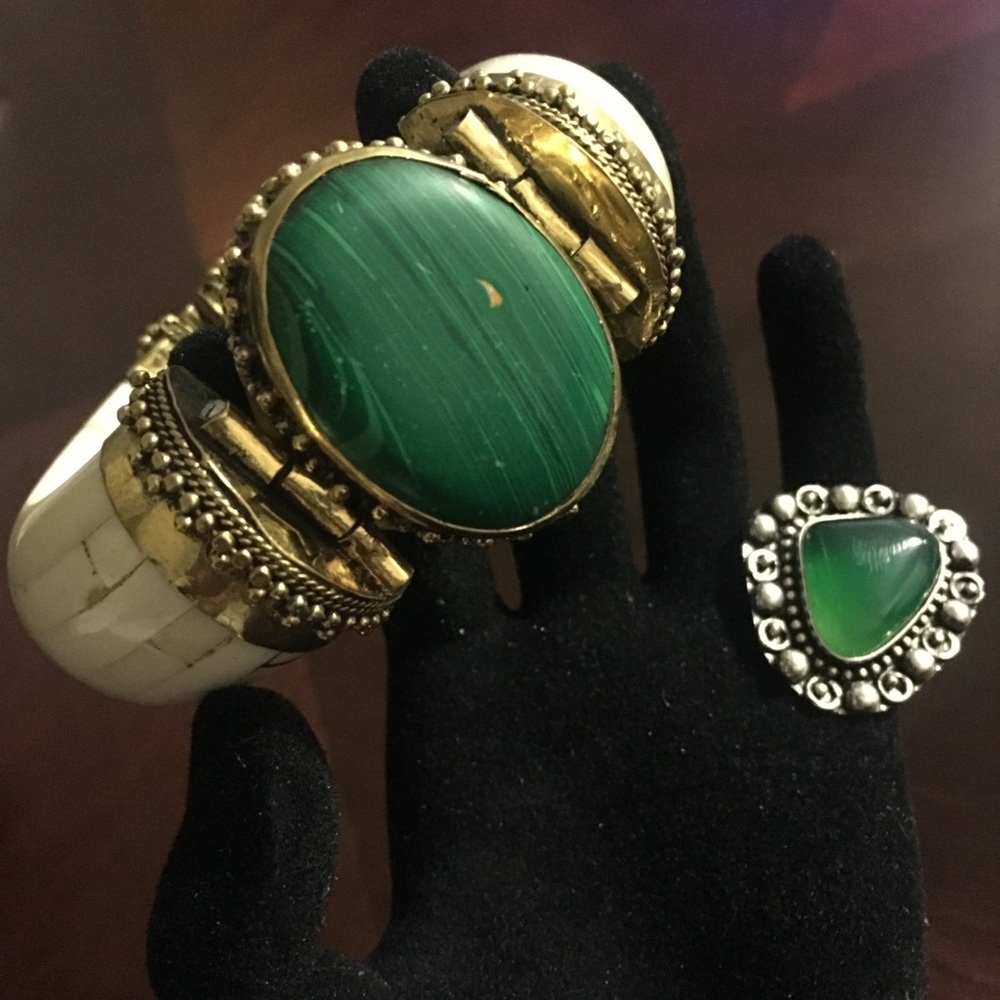 Green Agate Bracelet & Ring